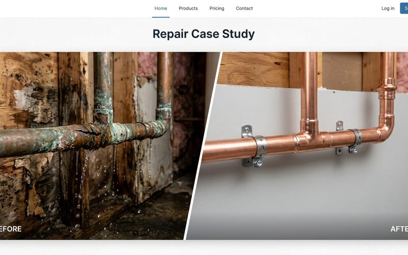 Severely corroded leaking pipe before repair